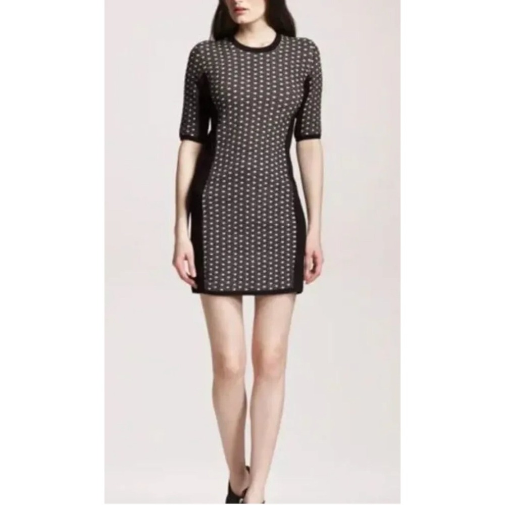 Rag & Bone Black White Geometric Knit Sheath Dress Back Zip‎ Womens Size S